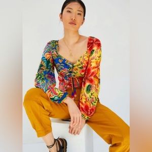 Farm Rio Anthropologie Floral Blouse size M